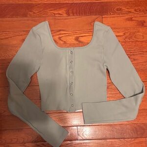 Aeropostale Button-Front Crop Top - Light Mint Color